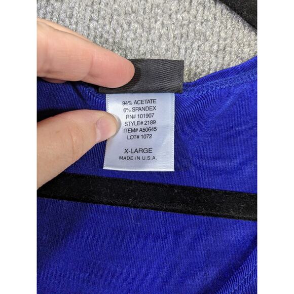 Citiknits Maxi Dress Womens XL Stretchy Pullover Minimal Slinky Full Long Cobalt - Picture 10 of 16